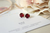 July Birthstone Stud Earrings in Ruby